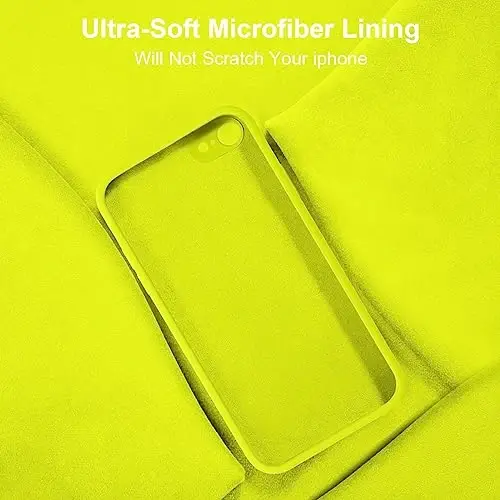 Vooii for iPhone SE Case 2022/3rd/2020,iPhone 8/7 Case, Upgraded Liquid Silicone with [Flat Edges] [Camera Protection] [Soft Anti-Scratch Microfiber Lining] Phone Case for iPhone SE - Neon Lemon - 6