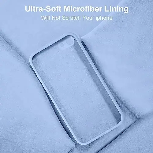 Vooii for iPhone SE Case 2022/3rd/2020,iPhone 8/7 Case, Upgraded Liquid Silicone with [Flat Edges] [Camera Protection] [Soft Anti-Scratch Microfiber Lining] Phone Case for iPhone SE - Light Blue - 6