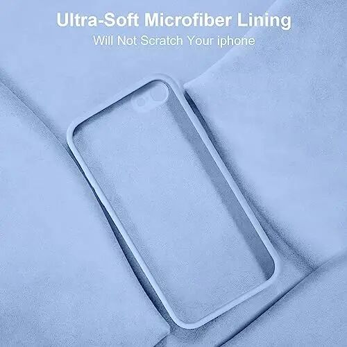 iPhone SE 2022/3./2020, iPhone 8/7 Kılıfı için Vooii, [Düz Kenarlar] [Kamera Koruması] [Yumuşak Çizilmez Mikrofiber Astar] ile Yükseltilmiş Sıvı Silikon iPhone SE için Telefon Kılıfı - Açık Mavi - VOOII