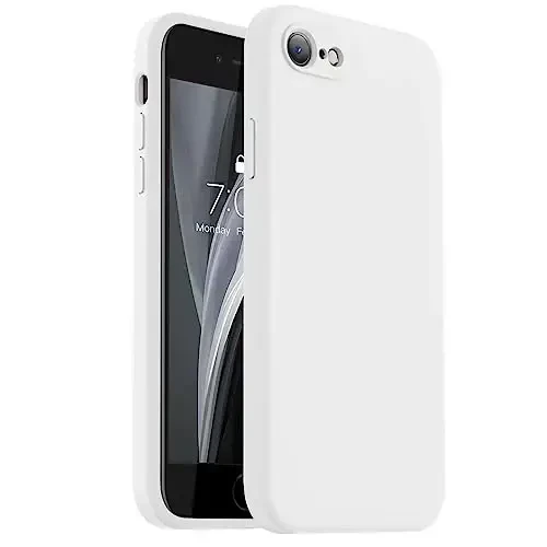 Vooii for iPhone SE Case 2022/3rd/2020,iPhone 8/7 Case, Upgraded Liquid Silicone with [Flat Edges] [Camera Protection] [Soft Anti-Scratch Microfiber Lining] Phone Case for iPhone SE - White - VOOII
