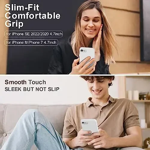 Vooii for iPhone SE Case 2022/3rd/2020,iPhone 8/7 Case, Upgraded Liquid Silicone with [Flat Edges] [Camera Protection] [Soft Anti-Scratch Microfiber Lining] Phone Case for iPhone SE - White - VOOII (1)