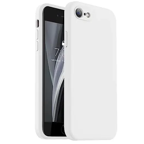 Vooii for iPhone SE Case 2022/3rd/2020,iPhone 8/7 Case, Upgraded Liquid Silicone with [Flat Edges] [Camera Protection] [Soft Anti-Scratch Microfiber Lining] Phone Case for iPhone SE - White - 1