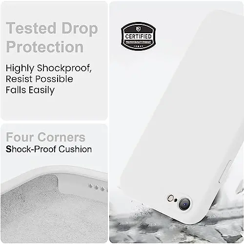 Vooii for iPhone SE Case 2022/3rd/2020,iPhone 8/7 Case, Upgraded Liquid Silicone with [Flat Edges] [Camera Protection] [Soft Anti-Scratch Microfiber Lining] Phone Case for iPhone SE - White - 5