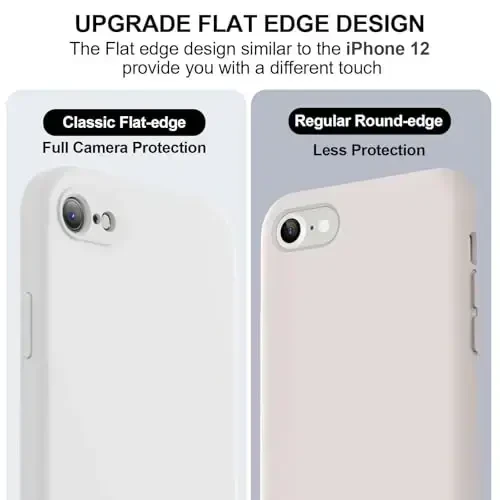 Vooii for iPhone SE Case 2022/3rd/2020,iPhone 8/7 Case, Upgraded Liquid Silicone with [Flat Edges] [Camera Protection] [Soft Anti-Scratch Microfiber Lining] Phone Case for iPhone SE - White - 3