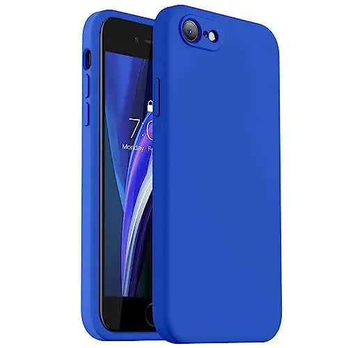 Vooii for iPhone SE Case 2022/3rd/2020,iPhone 8/7 Case, Upgraded Liquid Silicone with [Flat Edges] [Camera Protection] [Soft Anti-Scratch Microfiber Lining] Phone Case for iPhone SE - Klein Blue - VOOII