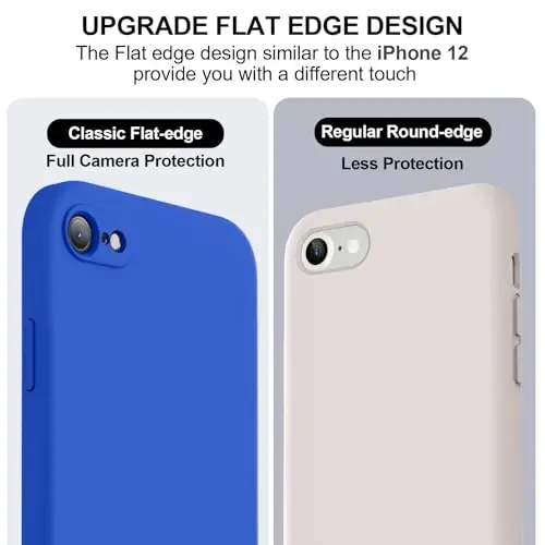Vooii for iPhone SE Case 2022/3rd/2020,iPhone 8/7 Case, Upgraded Liquid Silicone with [Flat Edges] [Camera Protection] [Soft Anti-Scratch Microfiber Lining] Phone Case for iPhone SE - Klein Blue - 3