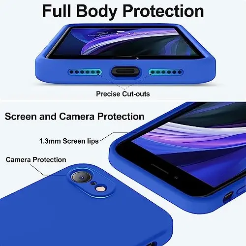 Vooii for iPhone SE Case 2022/3rd/2020,iPhone 8/7 Case, Upgraded Liquid Silicone with [Flat Edges] [Camera Protection] [Soft Anti-Scratch Microfiber Lining] Phone Case for iPhone SE - Klein Blue - 4