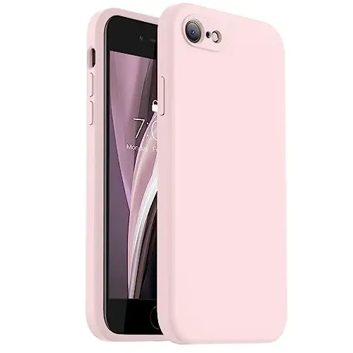 Vooii for iPhone SE Case 2022/3rd/2020,iPhone 8/7 Case, Upgraded Liquid Silicone with [Flat Edges] [Camera Protection] [Soft Anti-Scratch Microfiber Lining] Phone Case for iPhone SE - Chalk Pink - 1