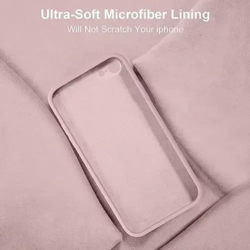 Vooii for iPhone SE Case 2022/3rd/2020,iPhone 8/7 Case, Upgraded Liquid Silicone with [Flat Edges] [Camera Protection] [Soft Anti-Scratch Microfiber Lining] Phone Case for iPhone SE - Sand Pink - 6