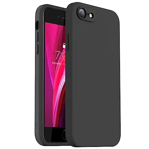 Vooii for iPhone SE Case 2022/3rd/2020,iPhone 8/7 Case, Upgraded Liquid Silicone with [Flat Edges] [Camera Protection] [Soft Anti-Scratch Microfiber Lining] Phone Case for iPhone SE - Black - VOOII