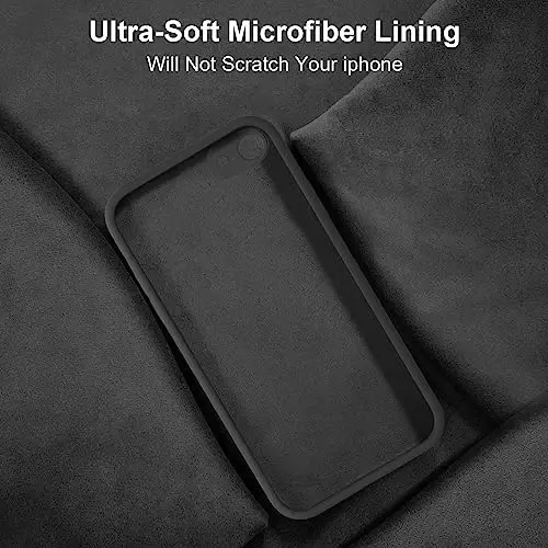 iPhone SE Kılıfı 2022/3./2020, iPhone 8/7 Kılıfı, [Düz Kenarlar] [Kamera Koruması] [Yumuşak Çizilmez Mikrofiber Astar] ile Yükseltilmiş Sıvı Silikon iPhone SE için Telefon Kılıfı - Siyah 
