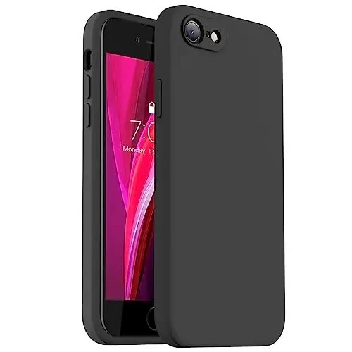 Vooii for iPhone SE Case 2022/3rd/2020,iPhone 8/7 Case, Upgraded Liquid Silicone with [Flat Edges] [Camera Protection] [Soft Anti-Scratch Microfiber Lining] Phone Case for iPhone SE - Black 