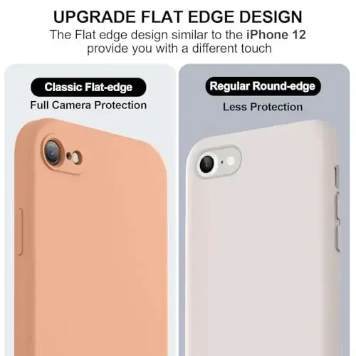 Vooii for iPhone SE Case 2022/3rd/2020,iPhone 8/7 Case, Upgraded Liquid Silicone with [Flat Edges] [Camera Protection] [Soft Anti-Scratch Microfiber Lining] Phone Case for iPhone SE - Cantaloupe - 3