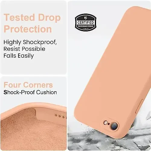 Vooii for iPhone SE Case 2022/3rd/2020,iPhone 8/7 Case, Upgraded Liquid Silicone with [Flat Edges] [Camera Protection] [Soft Anti-Scratch Microfiber Lining] Phone Case for iPhone SE - Cantaloupe - 5