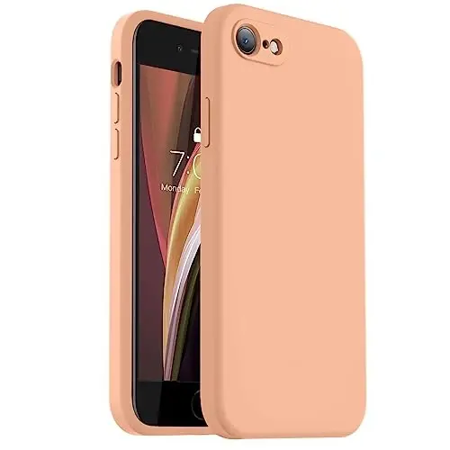 Vooii for iPhone SE Case 2022/3rd/2020,iPhone 8/7 Case, Upgraded Liquid Silicone with [Flat Edges] [Camera Protection] [Soft Anti-Scratch Microfiber Lining] Phone Case for iPhone SE - Cantaloupe - VOOII