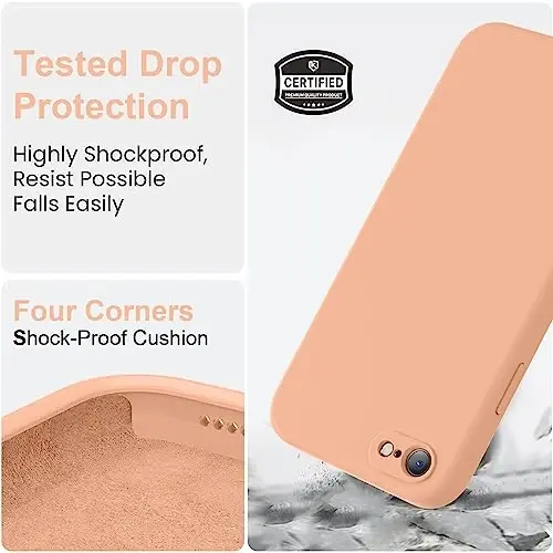 Vooii for iPhone SE Case 2022/3rd/2020,iPhone 8/7 Case, Upgraded Liquid Silicone with [Flat Edges] [Camera Protection] [Soft Anti-Scratch Microfiber Lining] Phone Case for iPhone SE - Cantaloupe - 5