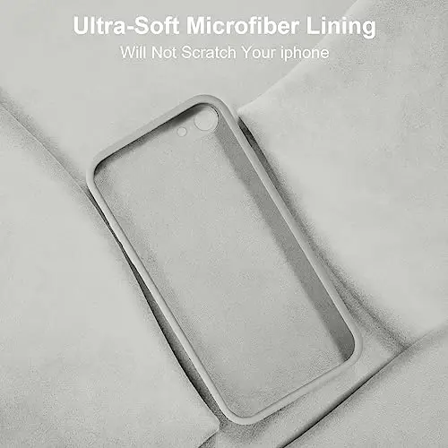 Vooii for iPhone SE Case 2022/3rd/2020,iPhone 8/7 Case, Upgraded Liquid Silicone with [Flat Edges] [Camera Protection] [Soft Anti-Scratch Microfiber Lining] Phone Case for iPhone SE - Stone - 6