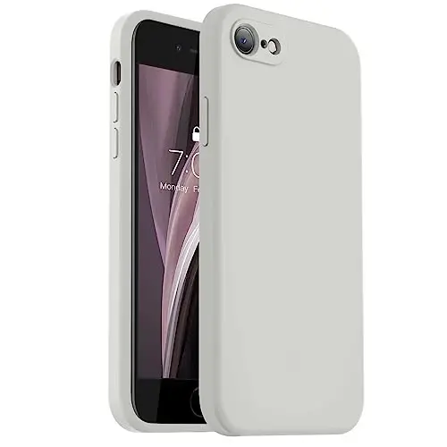Vooii for iPhone SE Case 2022/3rd/2020,iPhone 8/7 Case, Upgraded Liquid Silicone with [Flat Edges] [Camera Protection] [Soft Anti-Scratch Microfiber Lining] Phone Case for iPhone SE - Stone - VOOII