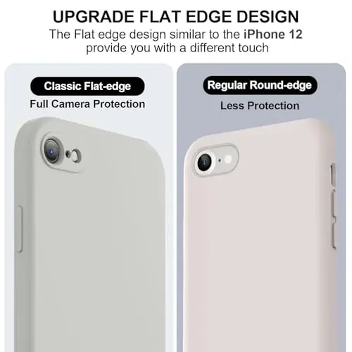 Vooii for iPhone SE Case 2022/3rd/2020,iPhone 8/7 Case, Upgraded Liquid Silicone with [Flat Edges] [Camera Protection] [Soft Anti-Scratch Microfiber Lining] Phone Case for iPhone SE - Stone - 3