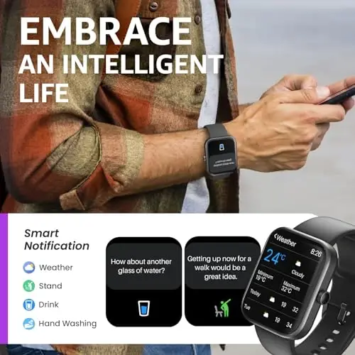 iPhone va Android uchun erkaklar va ayollar uchun TOZO aqlli soati, 1,83 dyuymli fitnes trekeri Bluetooth qo'ng'irog'i [Javob berish/Qo'ng'iroq qilish], IP68 suv o'tkazmaydigan uyqu monitori, 100+ sport rejimlari - 4