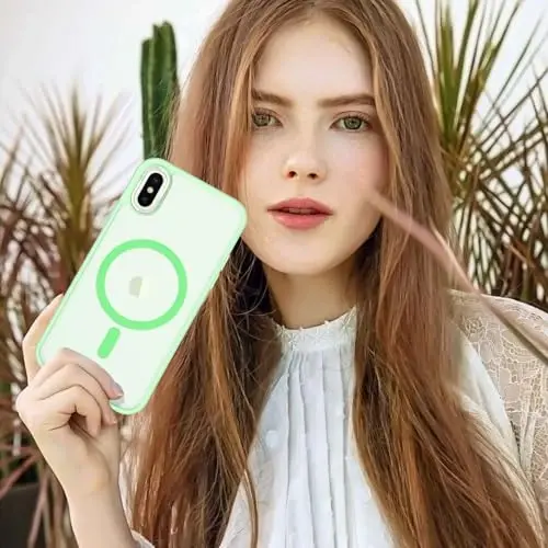 iPhone X Kılıfı için Anuck, iPhone Xs Kılıfı için MagSafe ile Uyumlu Manyetik Telefon Kılıfı, Yumuşak TPU Tampon Sert Yarı Saydam Mat Arka İnce Kesim Darbeye Dayanıklı Koruyucu Kılıf Erkekler Kadınlar Kızlar için - Yeşil 