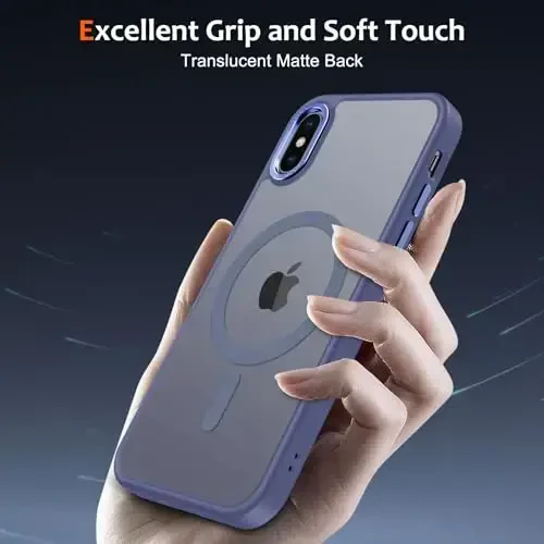 iPhone X uchun Anuck g'ilofi, iPhone Xs g'ilofi MagSafe bilan mos keladigan magnit telefon g'ilofi, yumshoq TPU bamper qattiq yorug'lik o'tkazmaydigan mat orqa nozik zarbga chidamli himoya qopqog'i erkaklar ayollar qizlar uchun - ko'k - 5