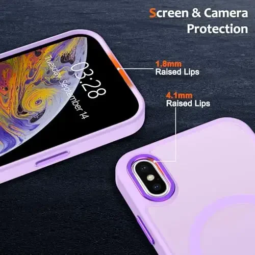 iPhone X uchun Anuck g'ilofi, iPhone Xs g'ilofi MagSafe bilan mos keladigan magnit telefon g'ilofi, yumshoq TPU bamperli qattiq shaffof mat orqa nozik zarbga chidamli himoya qopqog'i erkaklar ayollar qizlar uchun - Ochiq binafsha - 3