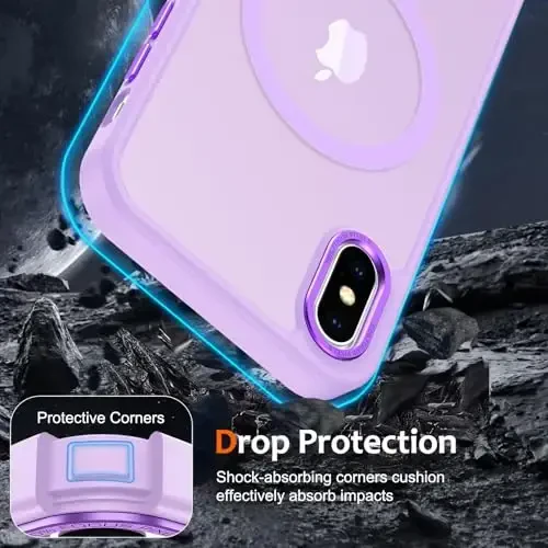 iPhone X uchun Anuck g'ilofi, iPhone Xs g'ilofi MagSafe bilan mos keladigan magnit telefon g'ilofi, yumshoq TPU bamperli qattiq shaffof mat orqa nozik zarbga chidamli himoya qopqog'i erkaklar ayollar qizlar uchun - Ochiq binafsha - 4