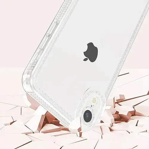 ZTOFERA Designed for iPhone XR 6.1 inch,Cute Clear Case for Women Girls,Sparkly Glitter Bling Flexible Soft TPU Silicone Bumper Protective Cover for iPhone XR,Clear - 4