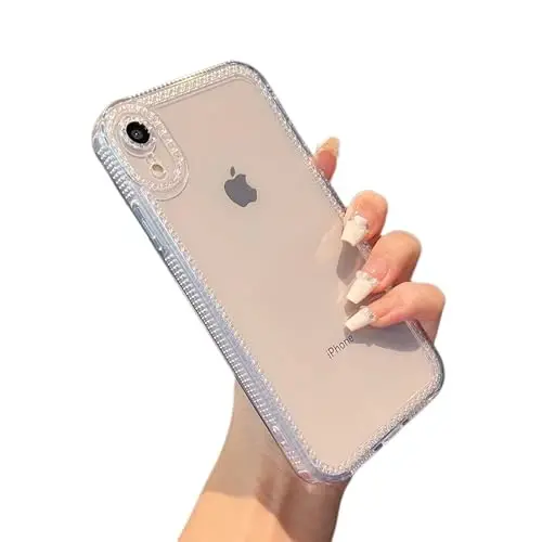 ZTOFERA Designed for iPhone XR 6.1 inch,Cute Clear Case for Women Girls,Sparkly Glitter Bling Flexible Soft TPU Silicone Bumper Protective Cover for iPhone XR,Clear - ZTOFERA