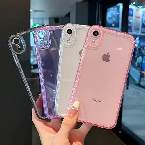 ZTOFERA Designed for iPhone XR 6.1 inch,Cute Clear Case for Women Girls,Sparkly Glitter Bling Flexible Soft TPU Silicone Bumper Protective Cover for iPhone XR,Clear - 6