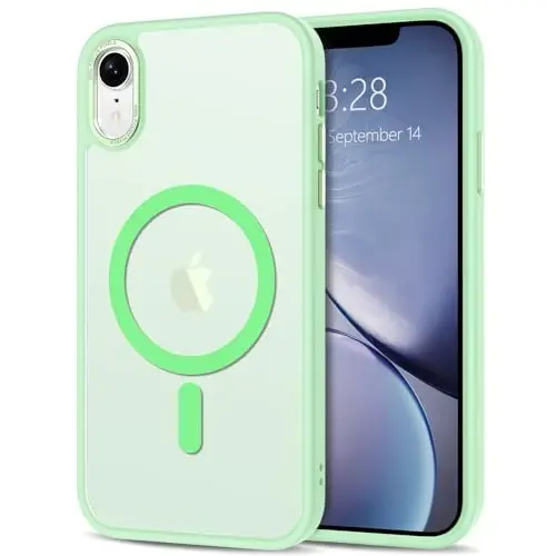 Anuck Case for iPhone XR Case Magnetic Phone Case Compatible with MagSafe, Soft TPU Bumper Hard Translucent Matte Back Slim Fit Shockproof Protective Case Cover for Men Women Girls - Green - ANUCK