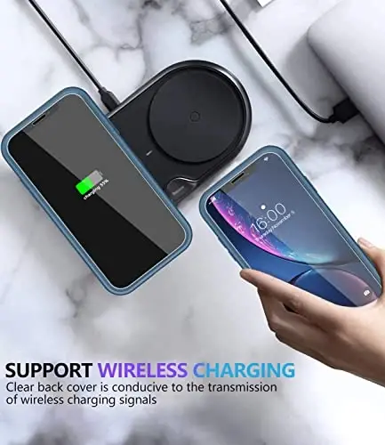 Diverbox for iPhone XR Case [Tempered Glass Screen Protector] [Shockproof] [Dropproof] Heavy Duty Protection Phone Case Cover for Apple iPhone XR Blue - 7