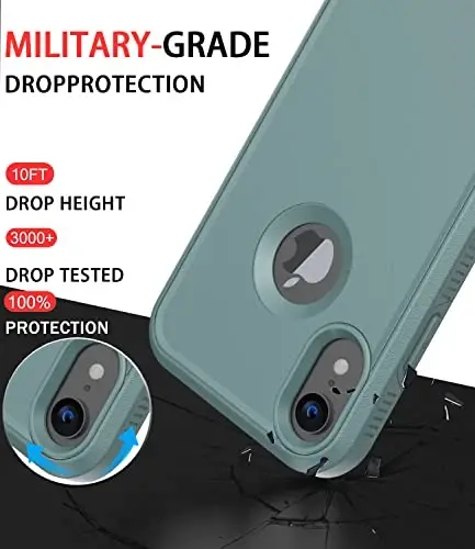 Diverbox for iPhone XR Case [Tempered Glass Screen Protector] [Shockproof] [Dropproof] Heavy Duty Protection Phone Case Cover for Apple iPhone XR (Pine Green) - 2