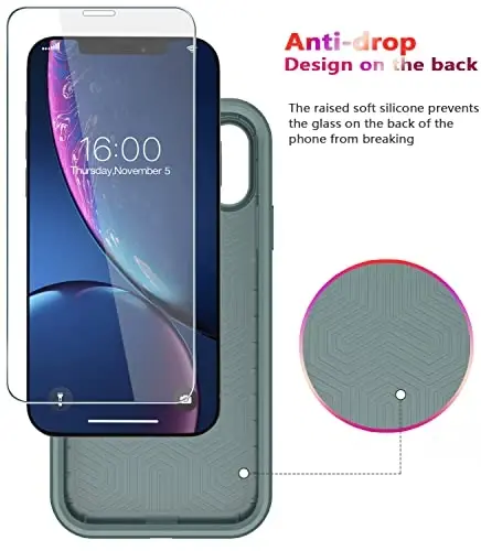 Diverbox for iPhone XR Case [Tempered Glass Screen Protector] [Shockproof] [Dropproof] Heavy Duty Protection Phone Case Cover for Apple iPhone XR (Pine Green) - 4