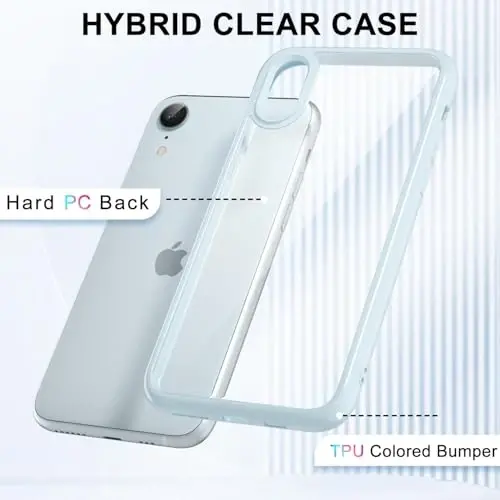 iPhone XR için LoeoeL Kılıfı Şeffaf, Saydam Hibrit XR Telefon Kılıfı [Sert Plastik ve Yumuşak Silikon Tampon] Akrilik Sararmayan İnce Koruyucu Kadınlar için Kılıf, Açık Mavi - 3