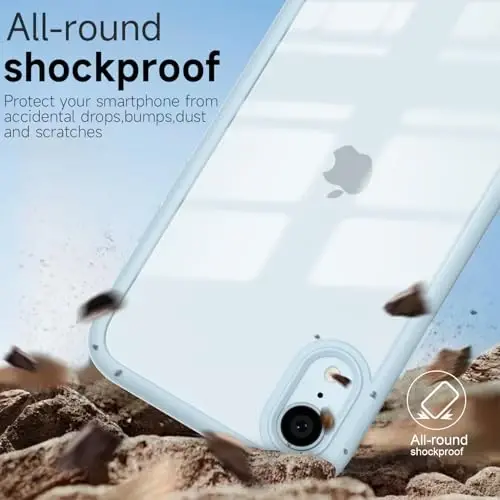 iPhone XR için LoeoeL Kılıfı Şeffaf, Saydam Hibrit XR Telefon Kılıfı [Sert Plastik ve Yumuşak Silikon Tampon] Akrilik Sararmayan İnce Koruyucu Kadınlar için Kılıf, Açık Mavi - 6