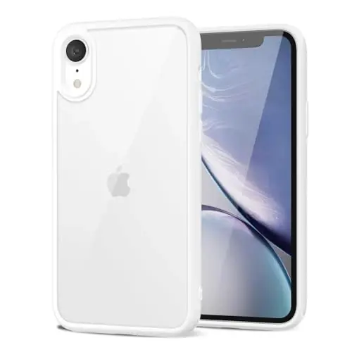 LoeoeL for iPhone XR Case Clear, Transparent Hybrid XR Phone Case [Hard Plastic & Soft Silicone Bumper] Acrylic Non Yellowing Thin Slim Protective Cover for Women, White 