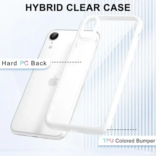 iPhone XR için LoeoeL Kılıfı Şeffaf, Saydam Hibrit XR Telefon Kılıfı [Sert Plastik ve Yumuşak Silikon Tampon] Akrilik Sararmayan İnce Koruyucu Kadınlar için Kılıf, Beyaz - 3