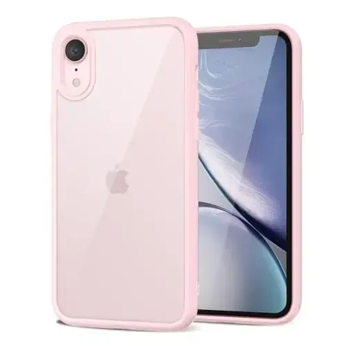 LoeoeL for iPhone XR Case Clear, Transparent Hybrid XR Phone Case [Hard Plastic & Soft Silicone Bumper] Acrylic Non Yellowing Thin Slim Protective Cover for Women, Light Pink 