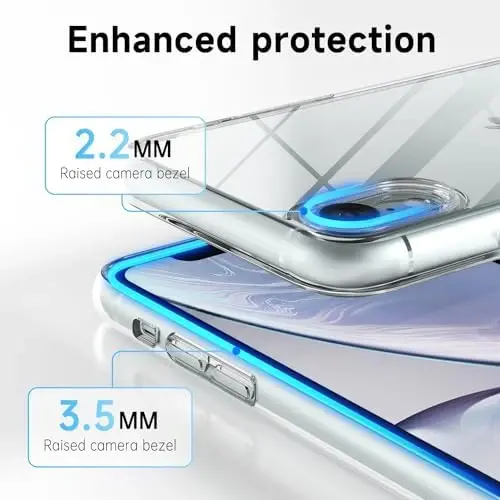 LoeoeL for iPhone XR Case Clear, Transparent Hybrid XR Phone Case [Hard Plastic & Soft Silicone Bumper] Acrylic Non Yellowing Thin Slim Protective Cover for Women, Crystal Clear - 5