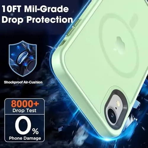 MOCCA Strong Magnetic for iPhone XR Phone Case, [Compatible with Magsafe][Mil-Grade Drop Protection] Slim Thin Translucent Matte Protective Cover Case for iPhone XR Case 6.1'', Light Green - 4