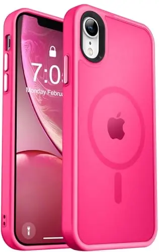MOCCA Strong Magnetic for iPhone XR Phone Case, [Compatible with Magsafe][Mil-Grade Drop Protection] Slim Thin Translucent Matte Protective Cover Case for iPhone XR Case 6.1'', Hot Pink 