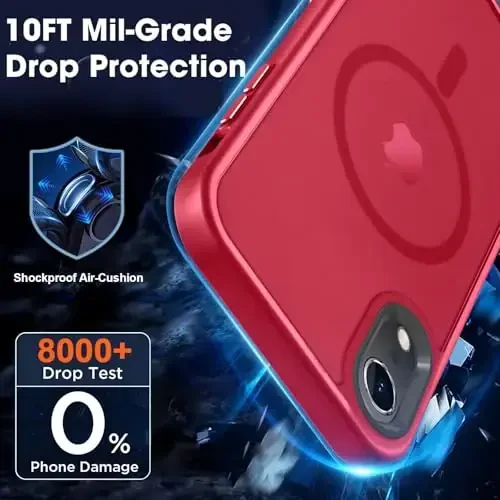 MOCCA Strong Magnetic for iPhone XR Phone Case, [Compatible with Magsafe][Mil-Grade Drop Protection] Slim Thin Translucent Matte Protective Cover Case for iPhone XR Case 6.1'', Red - 4