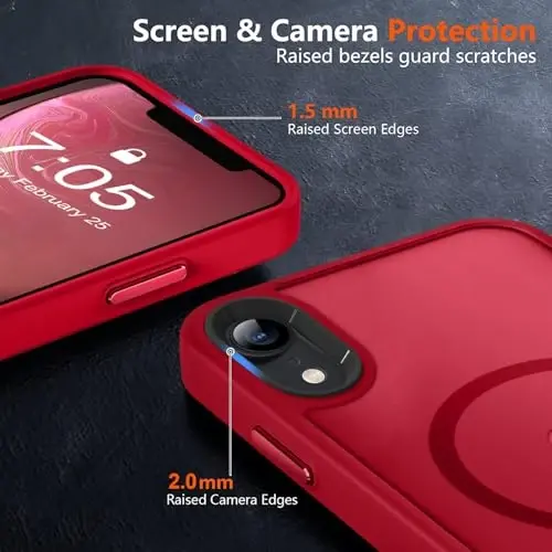 MOCCA Strong Magnetic for iPhone XR Phone Case, [Compatible with Magsafe][Mil-Grade Drop Protection] Slim Thin Translucent Matte Protective Cover Case for iPhone XR Case 6.1'', Red - 5