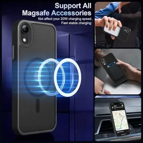 MOCCA Strong Magnetic for iPhone XR Phone Case, [Compatible with Magsafe][Mil-Grade Drop Protection] Slim Thin Translucent Matte Protective Cover Case for iPhone XR Case 6.1'', Black - 2