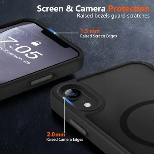 MOCCA Strong Magnetic for iPhone XR Phone Case, [Compatible with Magsafe][Mil-Grade Drop Protection] Slim Thin Translucent Matte Protective Cover Case for iPhone XR Case 6.1'', Black - 5
