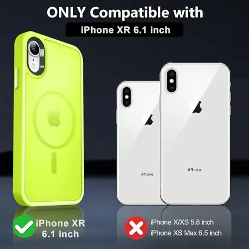 MOCCA Strong Magnetic for iPhone XR Phone Case, [Compatible with Magsafe][Mil-Grade Drop Protection] Slim Thin Translucent Matte Protective Cover Case for iPhone XR Case 6.1'', Fluorescent Green - MOCCA (1)