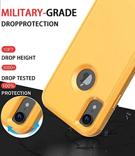 Diverbox for iPhone Xr Case [Shockproof] [Dropproof] [Dust-Proof],Heavy Duty Protection Phone Case Cover for Apple iPhone XR (Yellow) - 2