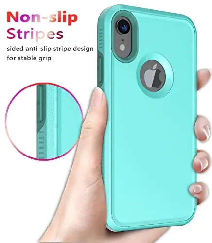 Diverbox for iPhone XR Case [Tempered Glass Screen Protector] [Shockproof] [Dropproof] Heavy Duty Protection Phone Case Cover for Apple iPhone XR (Teal) - 5
